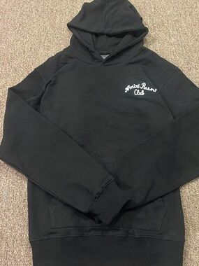 AMIRI Black Hooded Sweatshirt with White Script Chest Logo